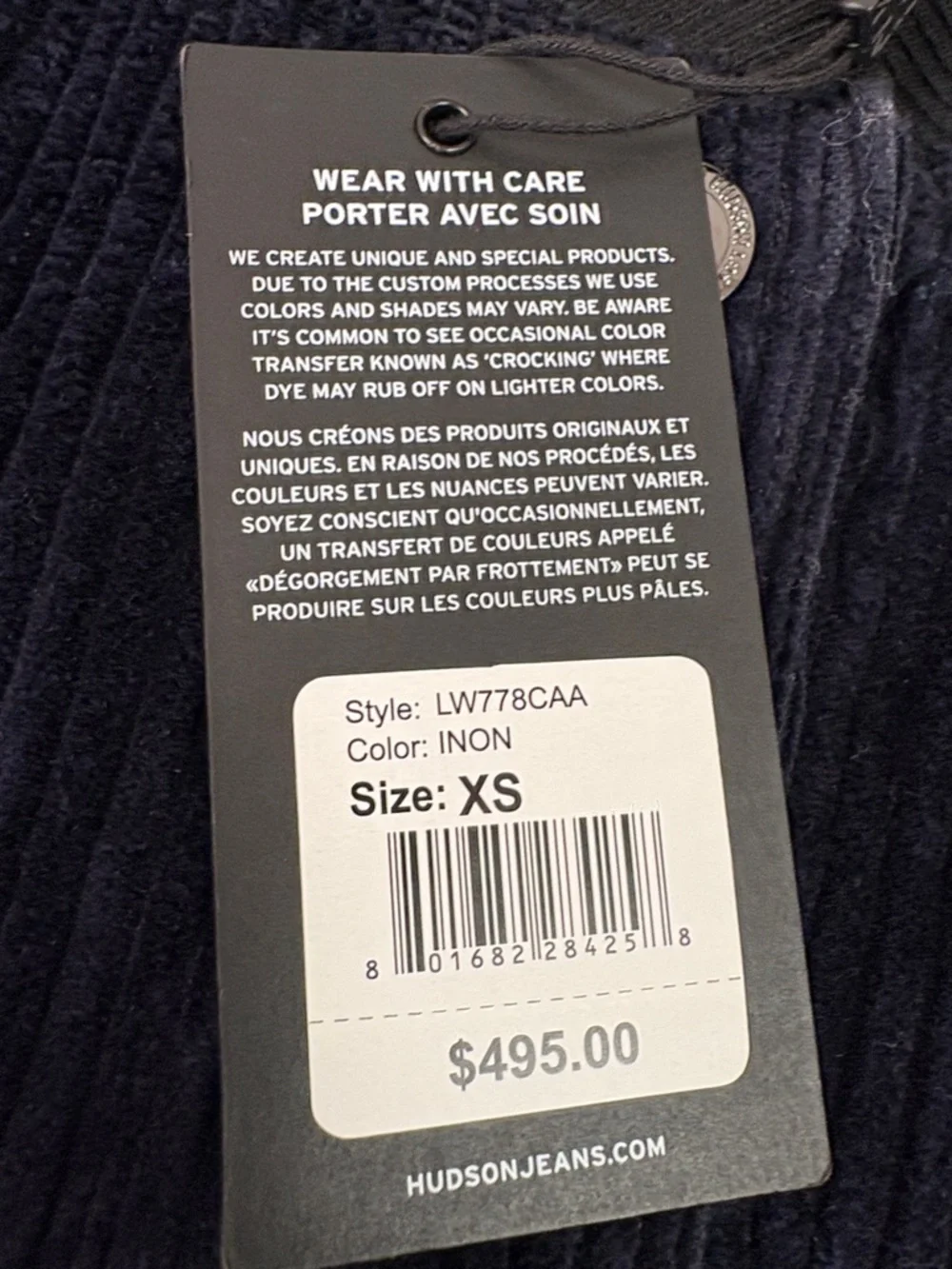 Hudson Los Angeles Corduroy & Leather Varsity Jacket XS New With Tags $495 - Picture 4 of 10